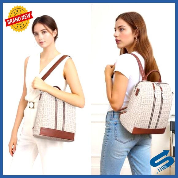 Vegan Leather Convertible Backpack Purse with Wristlet  display picture 1
